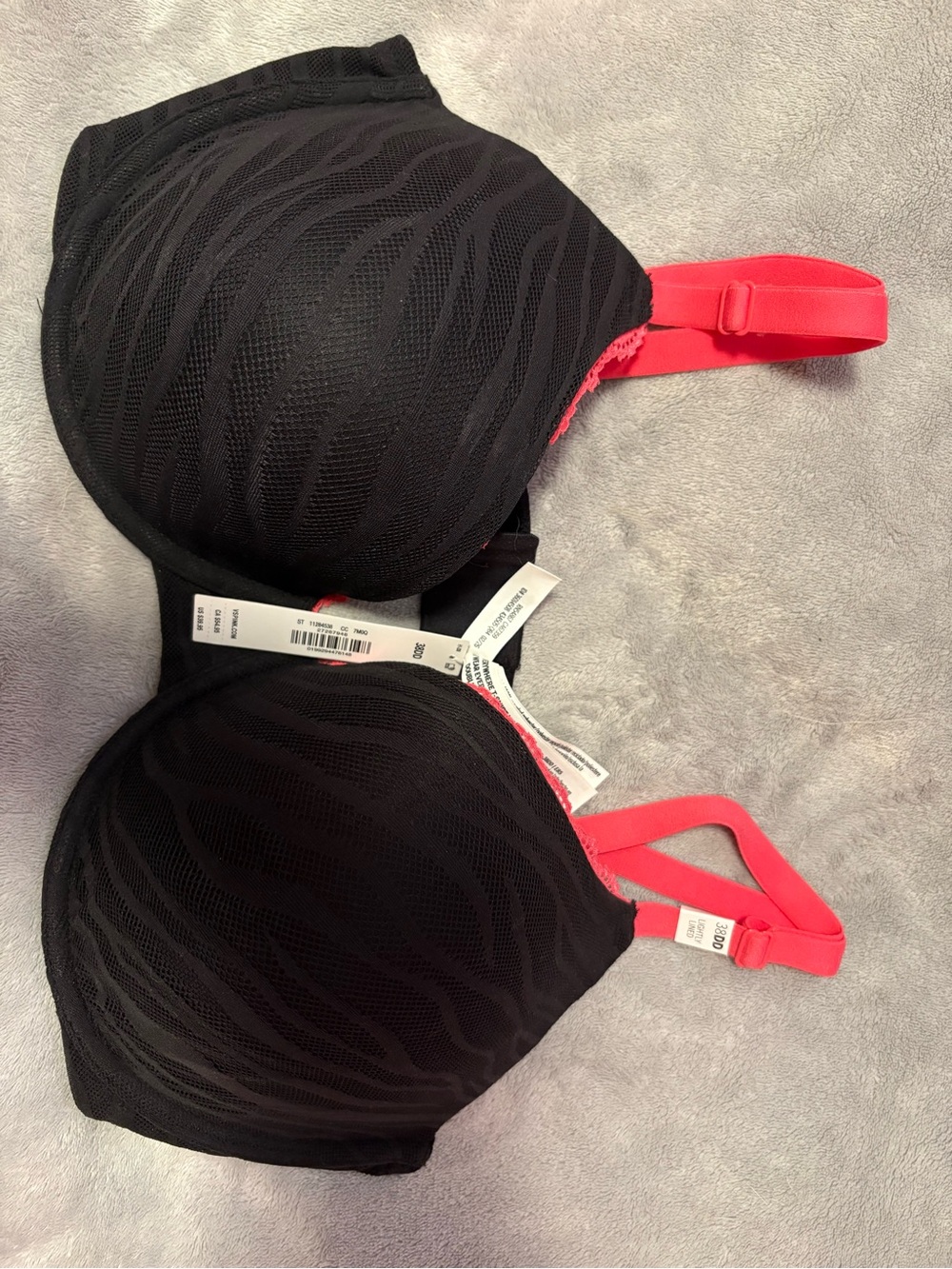 Victoria's Secret Black Bra with Pink Straps
